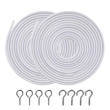 2 Pack White Curtain Wire, Plastic Coated Window Curtain Wire, Picture Hangi...