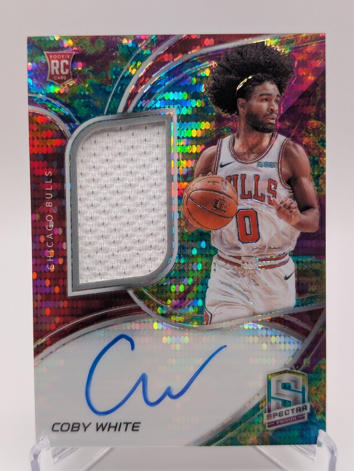 Coby White 2019-20 Spectra Rookie Patch Auto RPA /75 Celestial #213 Bulls