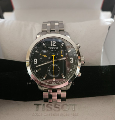 Tissot PRC 200 Chronograph Watch Black Dial 42mm w/ Box & Booklets