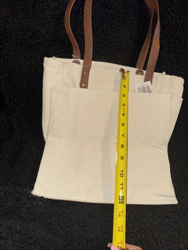 Canvas Shoulder Market Tote Bag With Pockets. P16 - Picture 3 of 7