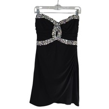 B. Smart Women's Semi Formal Dress 8 Black Beaded Cocktail Party Junior Prom