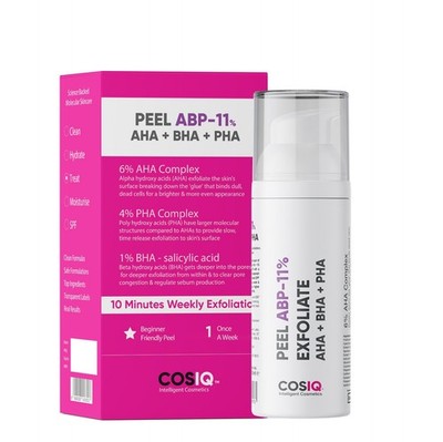 Cos-IQ ABP11% Peeling Solution Serum 30ml-AHA BHA PHA Exfoliation - Glowing Skin