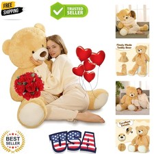 52in Giant Teddy Bear Stuffed Animal, Light Brown Big Teddy Bears Plush Gifts...