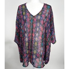 Show Me Your Mumu Oh My Boa Sheer V-Neck Shook Tunic Coverup Small Oversized