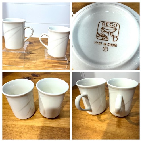2 REGO White Porcelain Coffee Mugs 6 oz Restaurant Diner Cups China ~ Read Info - Picture 4 of 24
