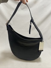 M&S Autograph Genuine Leather Black Handbag Saddle Crescent BNWT NEW