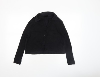 Firetrap Damen schwarz kurz geschnitten Knopfleiste Shirt Größe 14