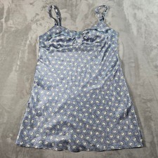 Victoria's Secret Angels XS Chemise Silky Cami Top Babydoll Blue Floral Lingerie