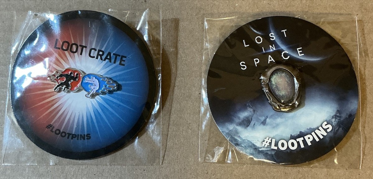 Loot Crate #LOOTPINS Lot of 2 Enamel Pins – Red vs Blue + Lost in Space 
