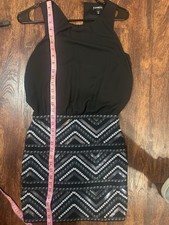 Express Women’s Black And Metallic Sequin  Sleeveless Dress Size Extra Small