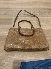 Vintage Brown 1970 s Custom Eel Skin Top Handle Handbag