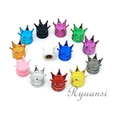 4PCS Crown Tire Valve Air Dust Cover Stem Schrader Caps Wheel Car Truck SUV Bike