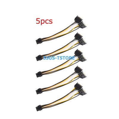 5PCS Dual 15Pin SATA Male To PCIe 8Pin (6+2) Video Card Power Adapter Cable 20CM