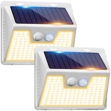 180 LED Solar Motion Sensor Wall Lights - Elegant Outdoor Safety with Warm White