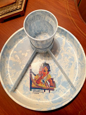 Vintage  2 pc Dinnerware Set 7.5" Melamine Divided Plate with 3" tall Cup-Mint
