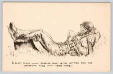 LOT 5 Postcards Marshall Davis Sketch Art WWII Military Vintage Soldier Old Card