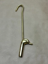 Vintage Solid Brass Damper Hook Fireplace Flue Pull Duck Head 13"