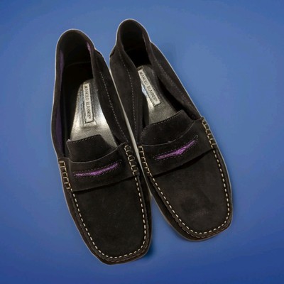 Manolo Blahnik 12 Womens Shoes 42 Gray Purple Suede Roadster Driving Moccasin