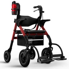 2 in 1 Rollator Rollstuhl (B-WARE) Faltbar Leicht mit Sitz Gehhilfe f&uuml;r Senioren