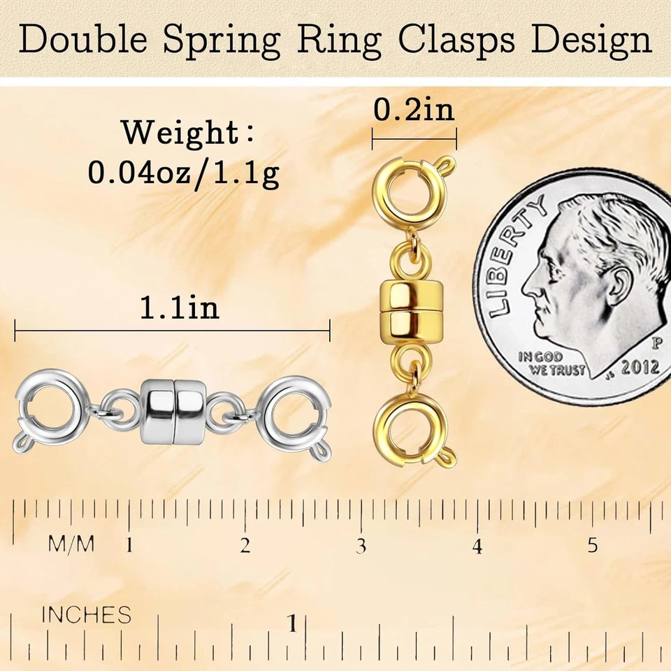 Double Magnetic Necklace Clasps and Closures 14K Gold and Silver Bracelet - Image 2 of 4