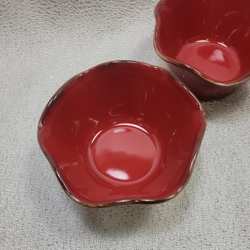 EUC SOUTHERN LIVING at Home Set of 4 Cinnabar Red Tidbit Ruffled Bowls - Picture 2 of 8
