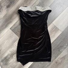 Windsor Rhinestone Strapless Velvet Mini Dress size M Black Bodycon Party Dress
