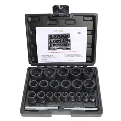 DPTOOL 22 Piece Bolt Nut Extractor Set, 1/2'' and 3/8'' Drive 22PC Large Kit 