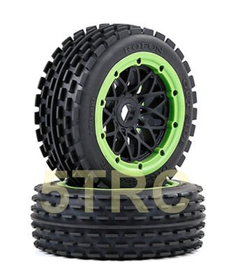 Rofun RC 1/5 Dirt Buster 170x60 Front Tires Wheels Green Bead Rovan