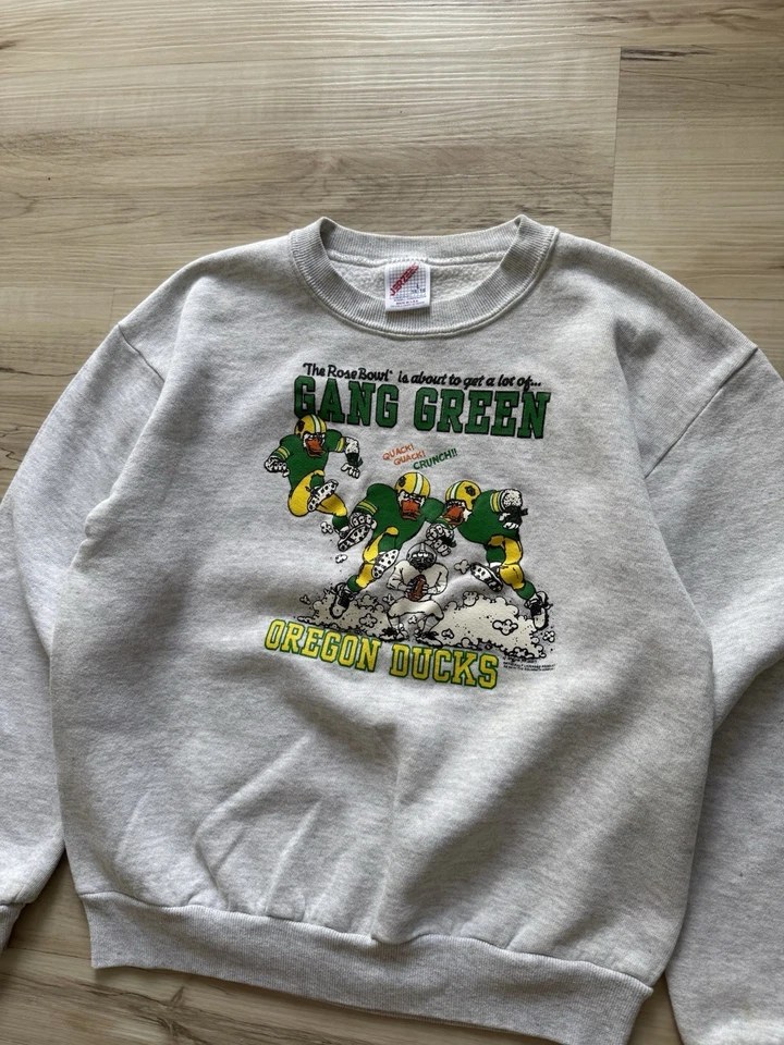 Sudadera verde vintage de pandilla de fútbol americano universitario Oregon Ducks talla juvenil mediana Foto 3 de 4