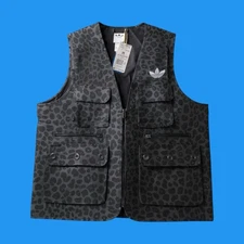 Adidas New Collection Mens XL Medium Utility Black Leopard Print Vest Jacket