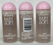 3 Bottles Love's by MEM  Baby Soft Light Cologne Splash 2 fl oz