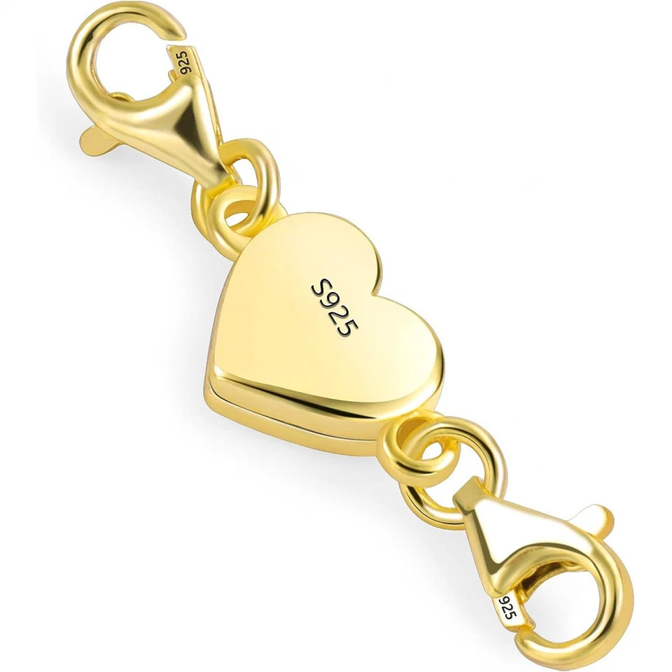 925 Sterling Gold & Silver Magnetic Heart & Bullet Closure Extension - Image 3 of 4