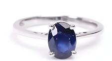 Oval Blue Sapphire Ring 925 Silver Ring Prong Set Promise Ring Duty Tariff Free