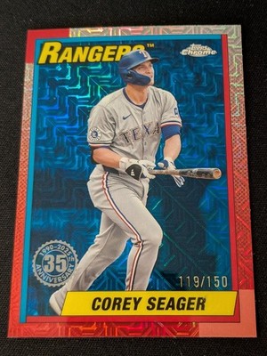 2025 Topps Chrome Corey Seager # T90C-70 /150 Red Silver Pack Mojo Blue