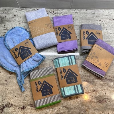 Norwex Microfiber Cleaning Bundle Lot, 2- Dusting 2- Enviro Window Multipurpose