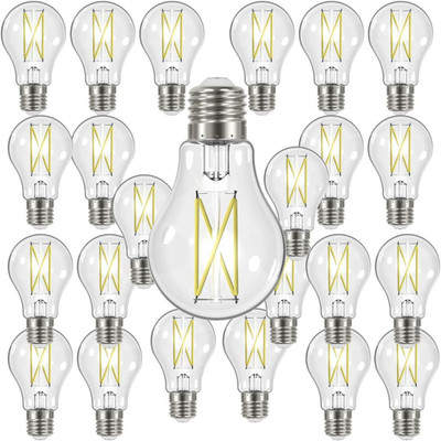 Dimmable 8W LED Filament Bulbs, 2700K, 24 Pack, Clear Medium Base