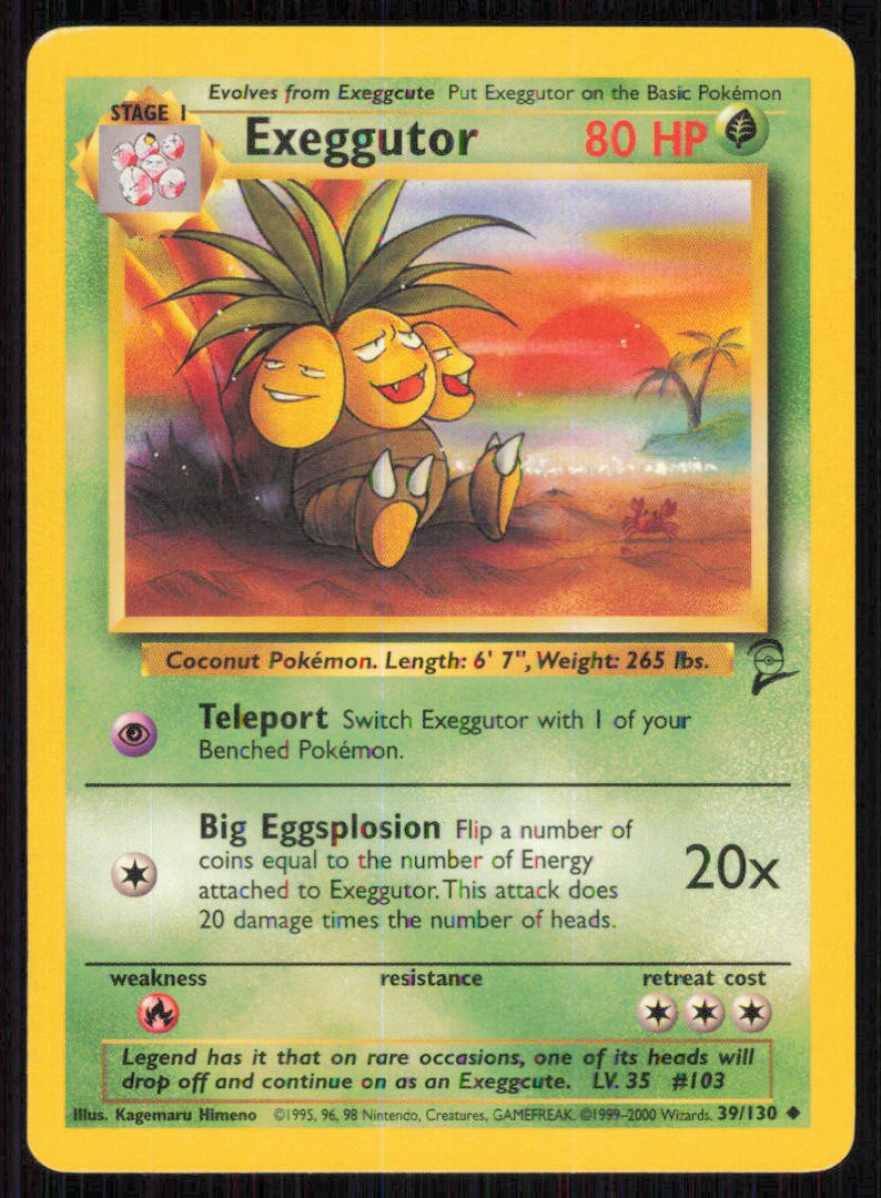 Exeggutor 39/130 Uncommon Base Set 2 Pokemon Lightly Played