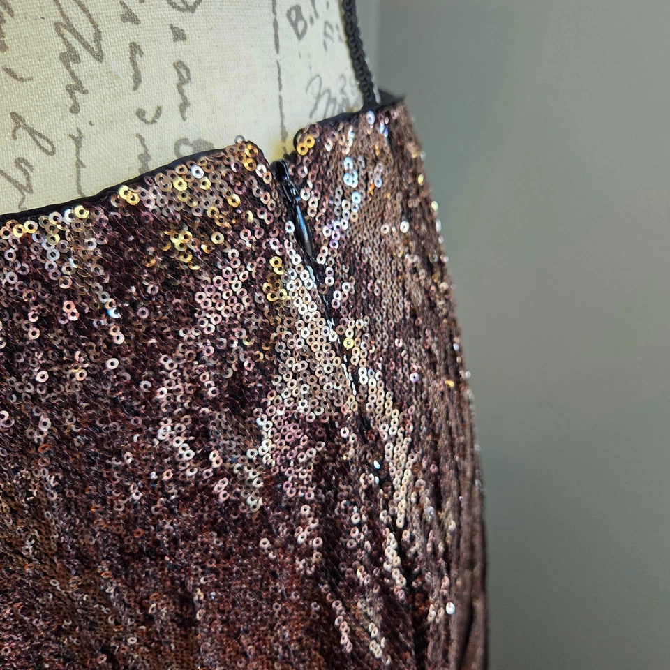 Falda midi Ralph Lauren etiqueta púrpura lentejuelas doradas tul para mujer talla 4 nueva con etiquetas $2790 Foto 2 de 4