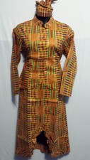 Women Clothing African Kente Print Ankara Dress Jaxket Set Suit XL 40" around