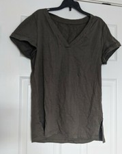 Womens Summer Tops Tshirts v Neck Casual Tee Shirts cuffed sleeve Medium