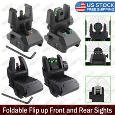 NEW!! Tactical Folding Back Up Sight Flip Up Sights Front & Rear Mount Rail