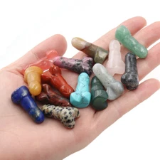 Mini Penis Figurine Natural Quartz Stone Crystal Healing Carved Crafts 10pcs