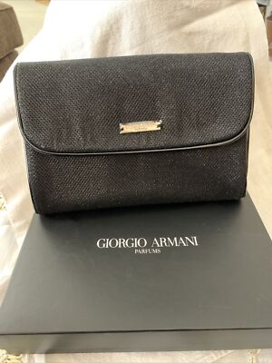 New Giorgio Armani logo Purse Clutch Case Cosmetic Makeup Bag Authentic NIB