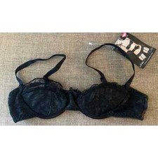 NEW Coquette Black Satin/ Lace Bra Women  s Size Small Style 1194