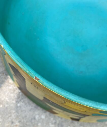 Vintage Abstract Design Decorative Painted Wood Bowl Mid Century Modern MCM - Picture 11 of 12