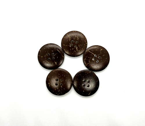Pack of 5 Natural Coconut Shell Buttons 25mm (1 Inch) 4 Holes - 第 1/4 張圖片