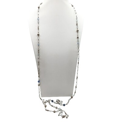 Long Premier Designs Crystal & Metal Bead Necklace, Vintage Blue and Gold Tone