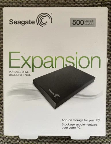 USB 3.0/2.0 BLACK SEAGATE 500GB EXPANSION PORTABLE EXTERNAL HARD DRIVE/STORAGE