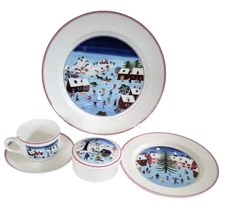 Villeroy & Boch Naif Christmas Village 4 Piece Place Setting & Trinket Box