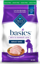 Blue Buffalo Basics Adult Skin Stomach Care Turkey Potato Dry Dog Food 24-lb